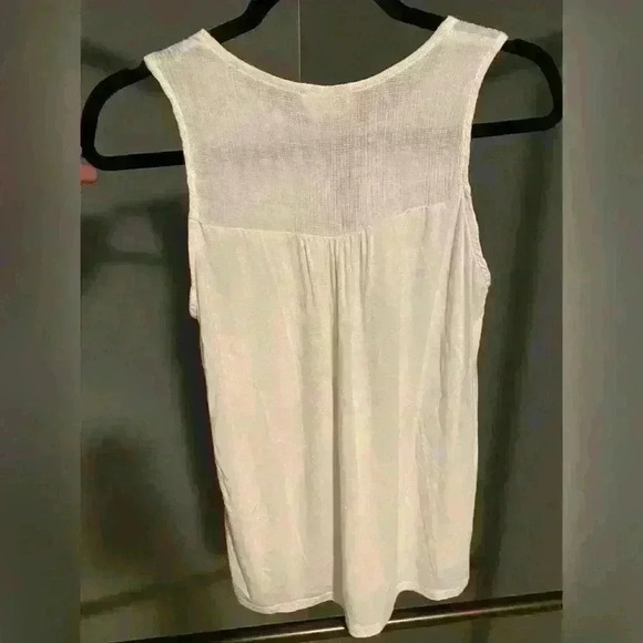 Ember brand women’s white tank‎ top blouse tie front dress up or down size L - Picture 4 of 9